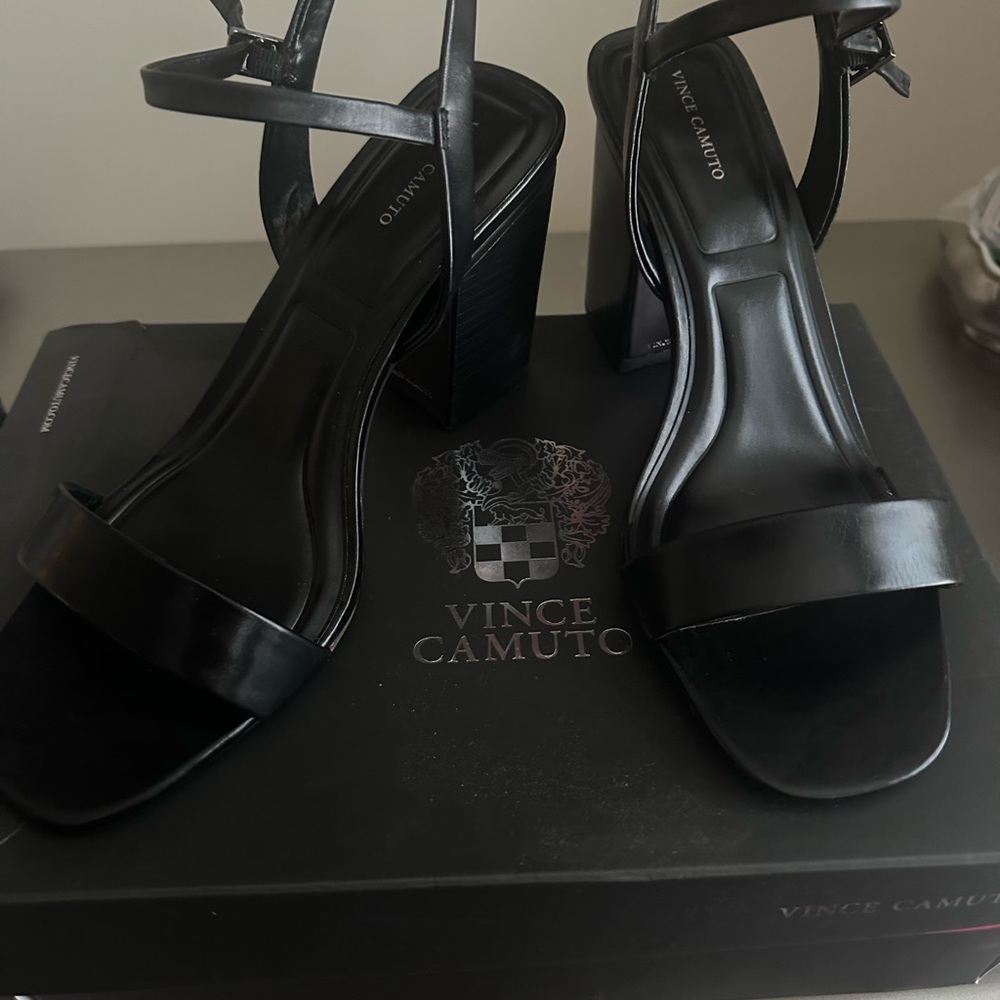 Vince Camuto Black Block Heel Sandals - great condition